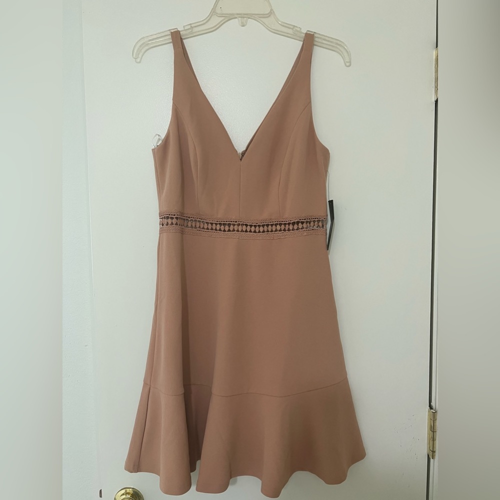 Lover Of Mine Nude Crochet Lace Mini Dress